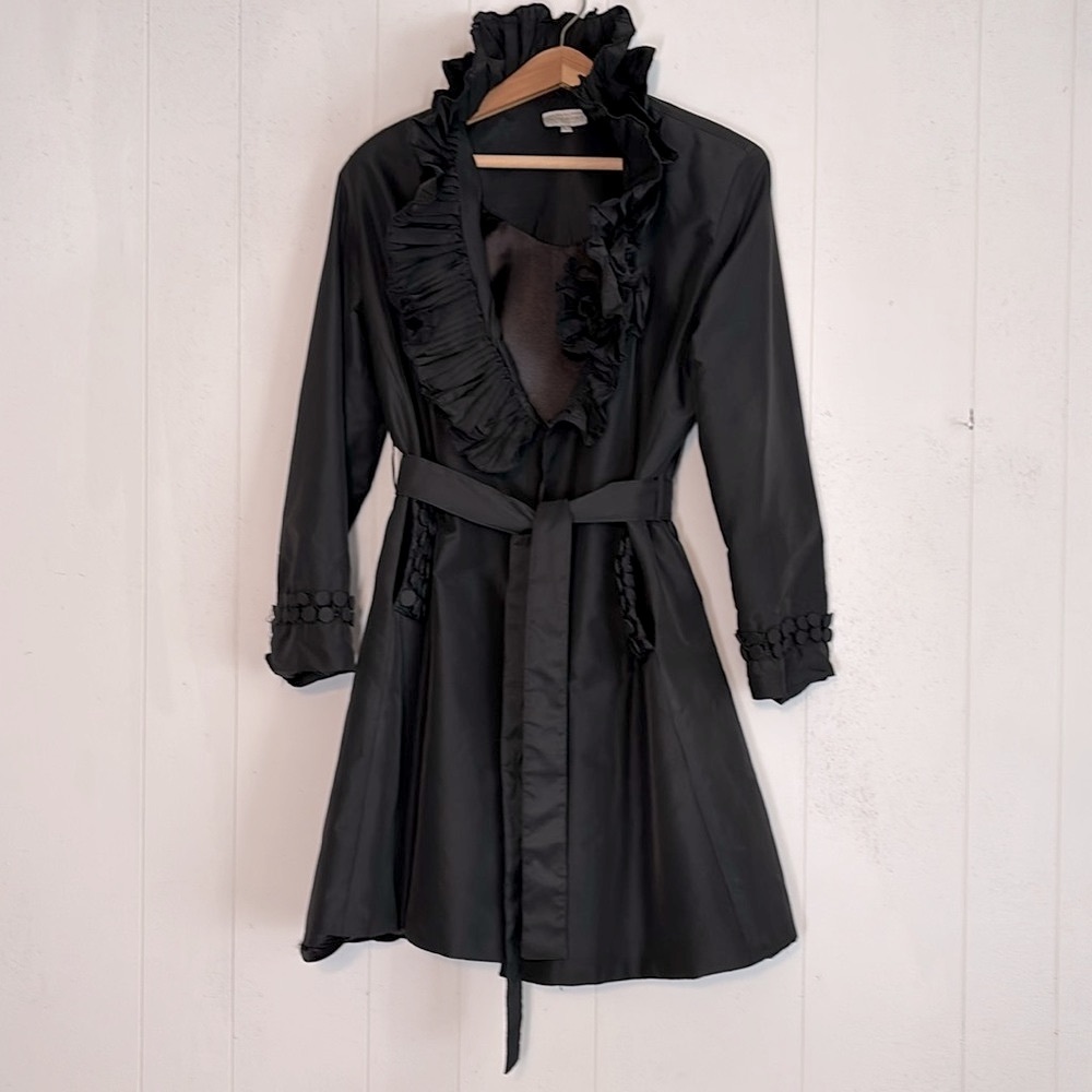 Chez Vous de France Vintage Ruffled Opera Trench Coat